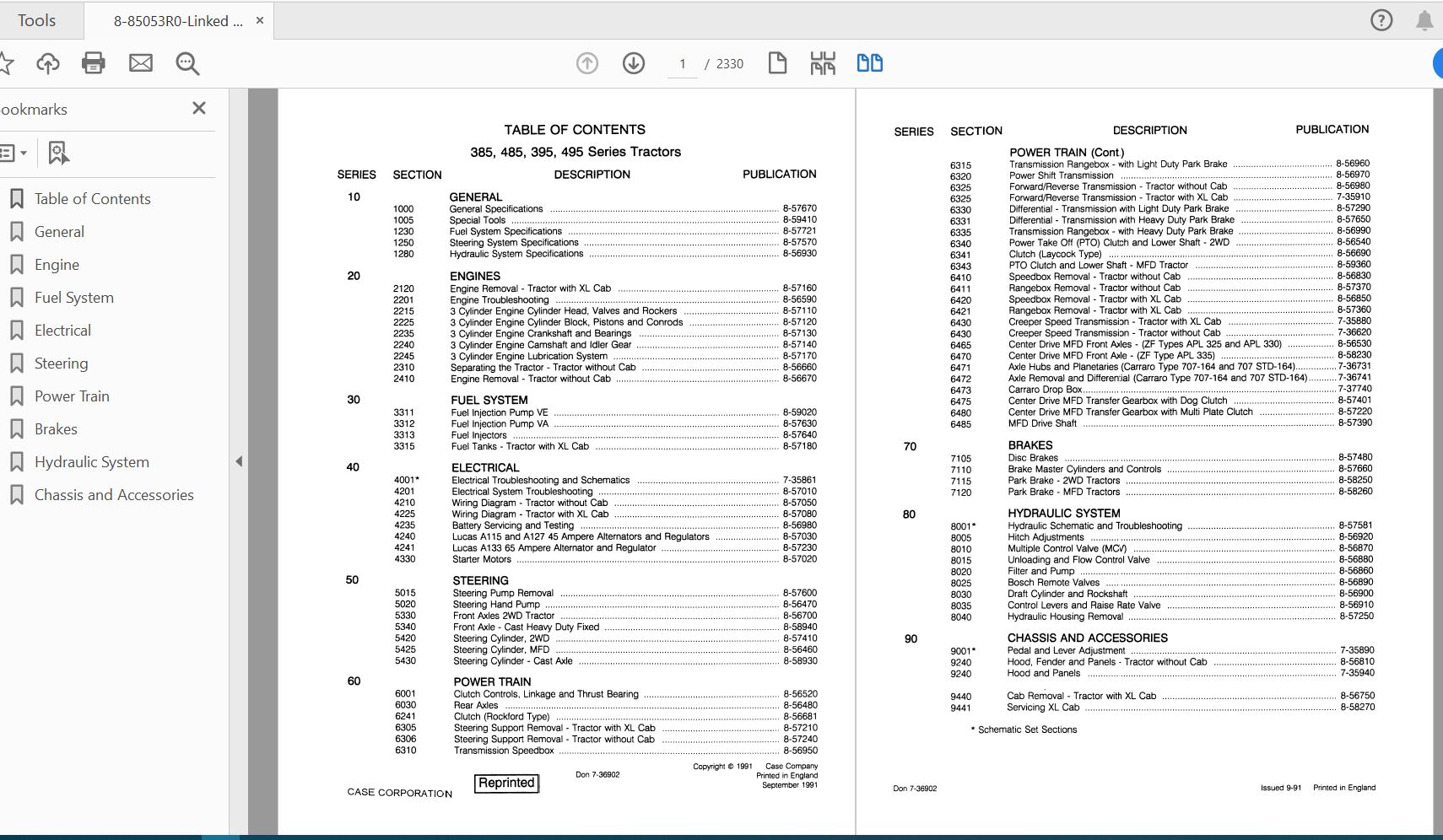 Case IH Tractor 385395485495 COMPLETE Service Manual8 85053R0 1