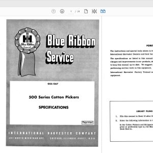 Case IH Tractor 500 Series Cotton Picker Specifications Service ManualGSS1367 1