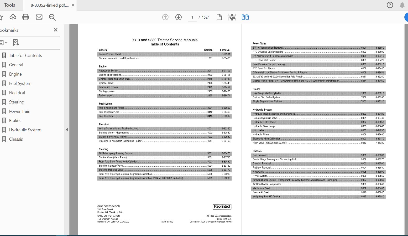 Case IH Tractor 93109330 Service Manual8 83352 1