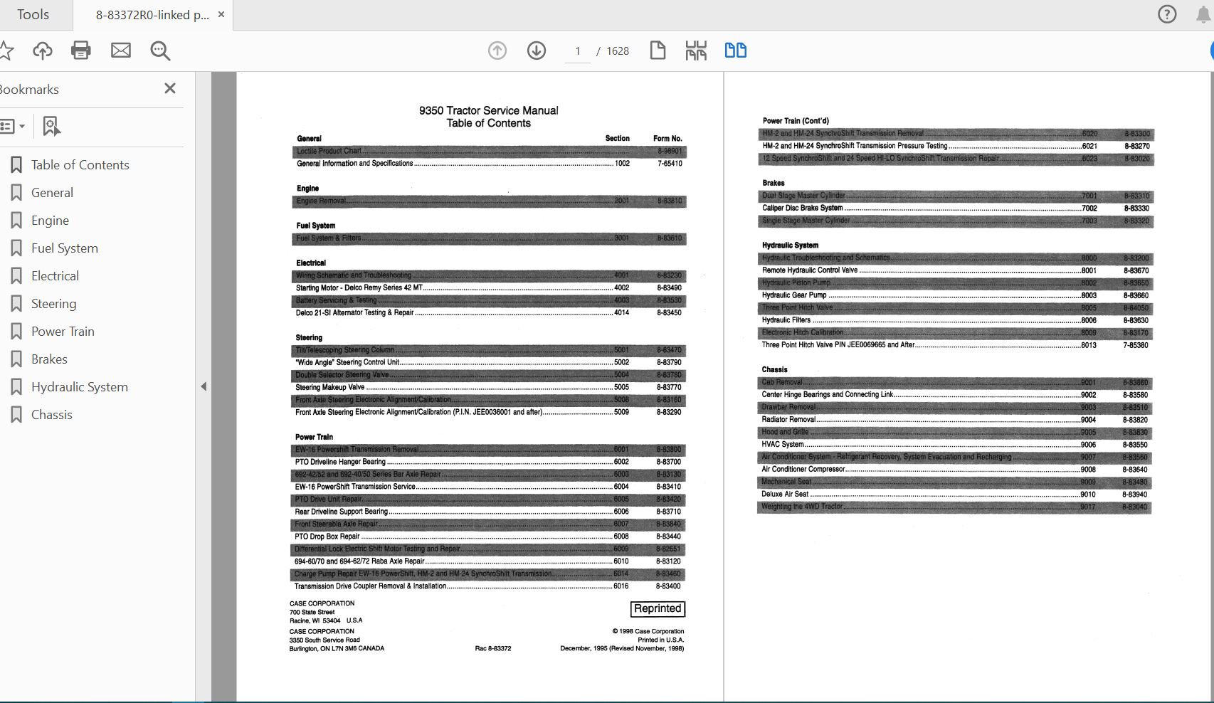 Case IH Tractor 9350 Service Manual8 83372R0 1