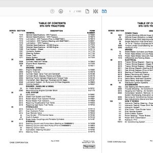 Case IH Tractor 970 1070 COMPLETE Service Manual9 77365R0 1