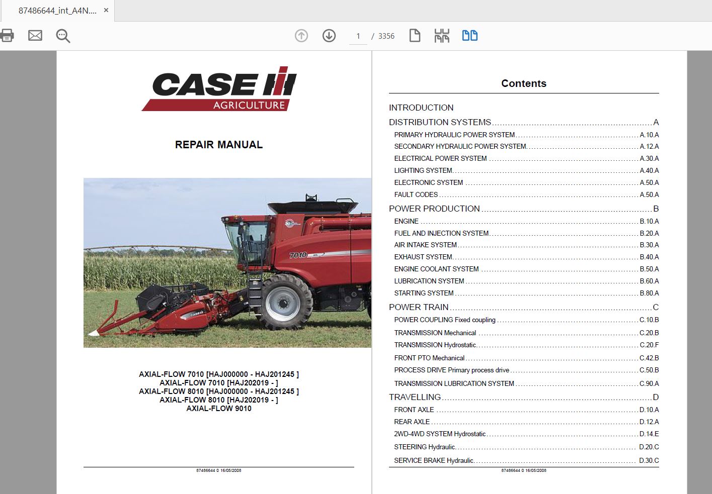 Case IH Tractor AF7010AF8010AF9010 Service Manual87486644 1