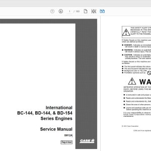 Case IH Tractor BC 144BD 144BD 154 Service ManualSM12A 1