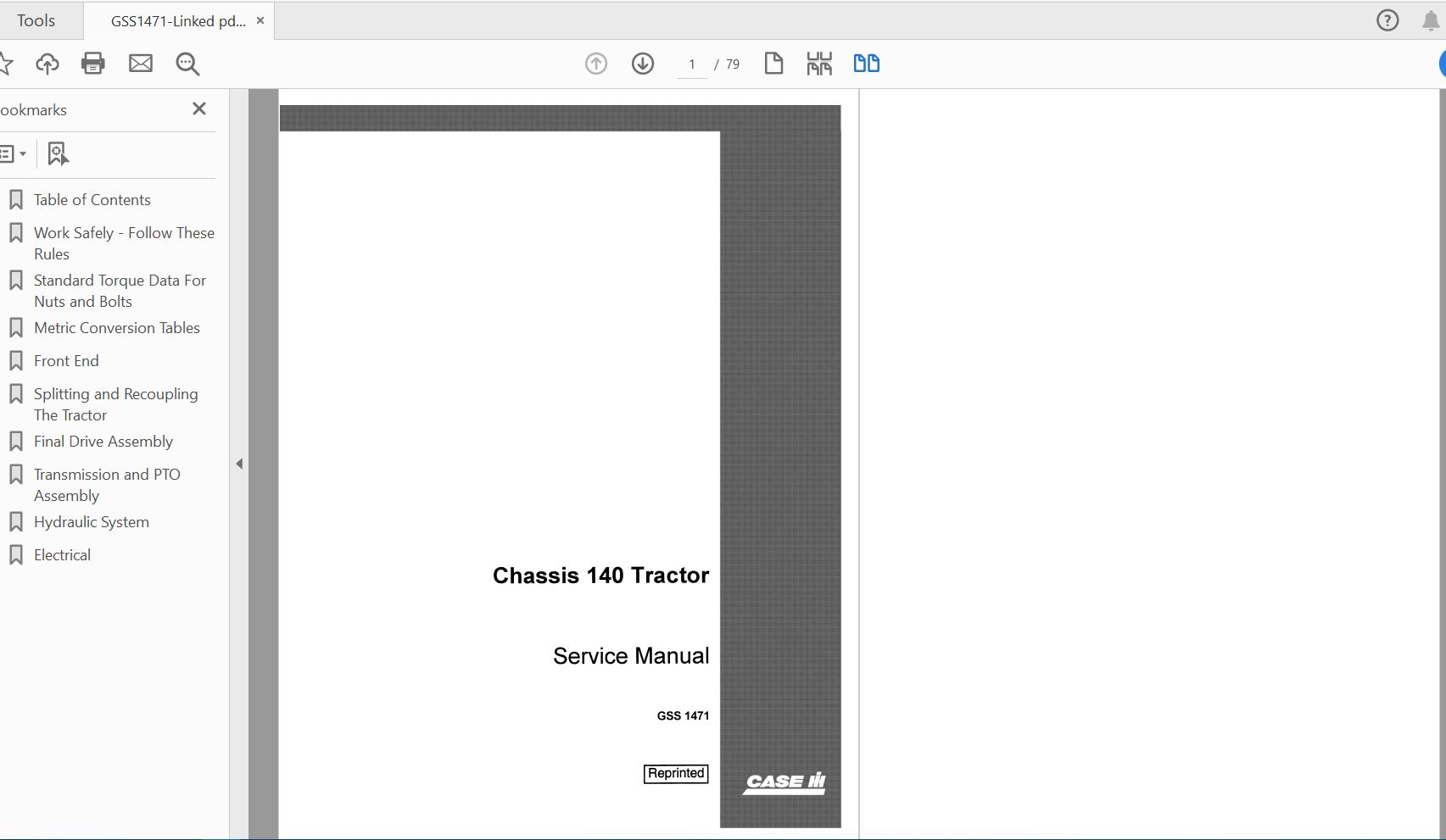 Case IH Tractor Chassis 140 Service ManualGSS1471 1