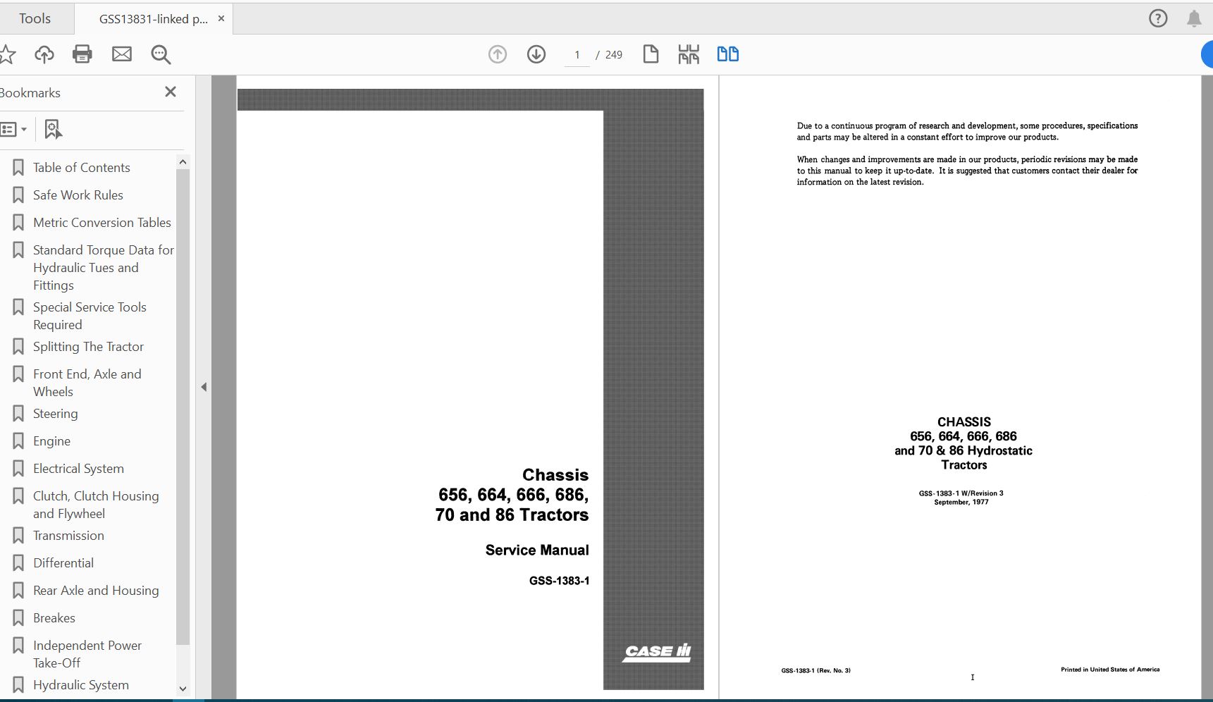 Case IH Tractor Chassis 656664666686 Service ManualGSS13831 1