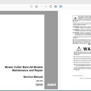 Case IH Tractor Cutter Bars Service ManualGSS 1053 1