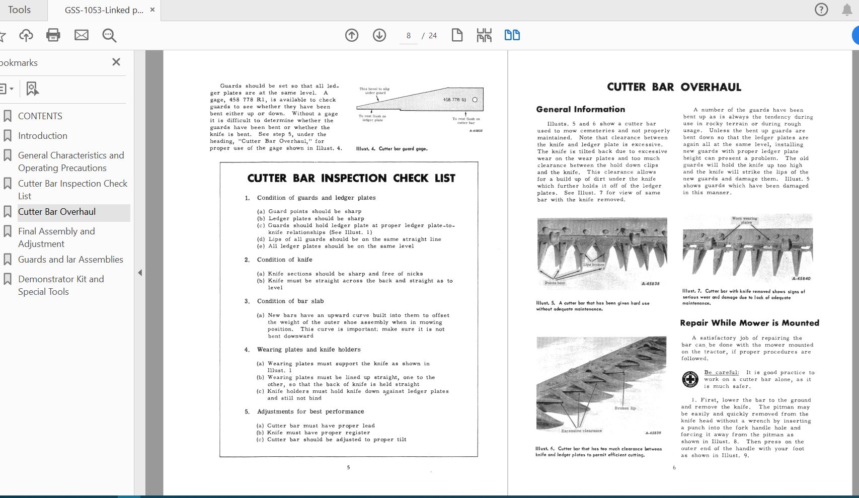 Case IH Tractor Cutter Bars Service ManualGSS 1053 2