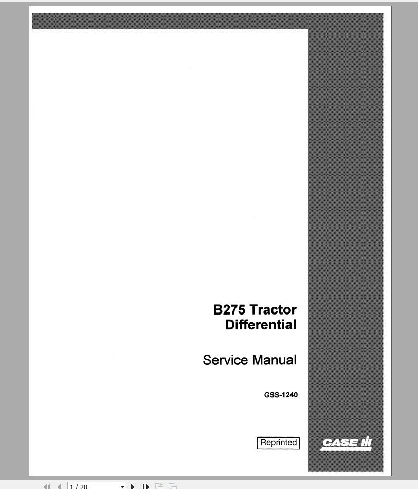 Case IH Tractor Differential B 275 Service ManualGSS1240 1