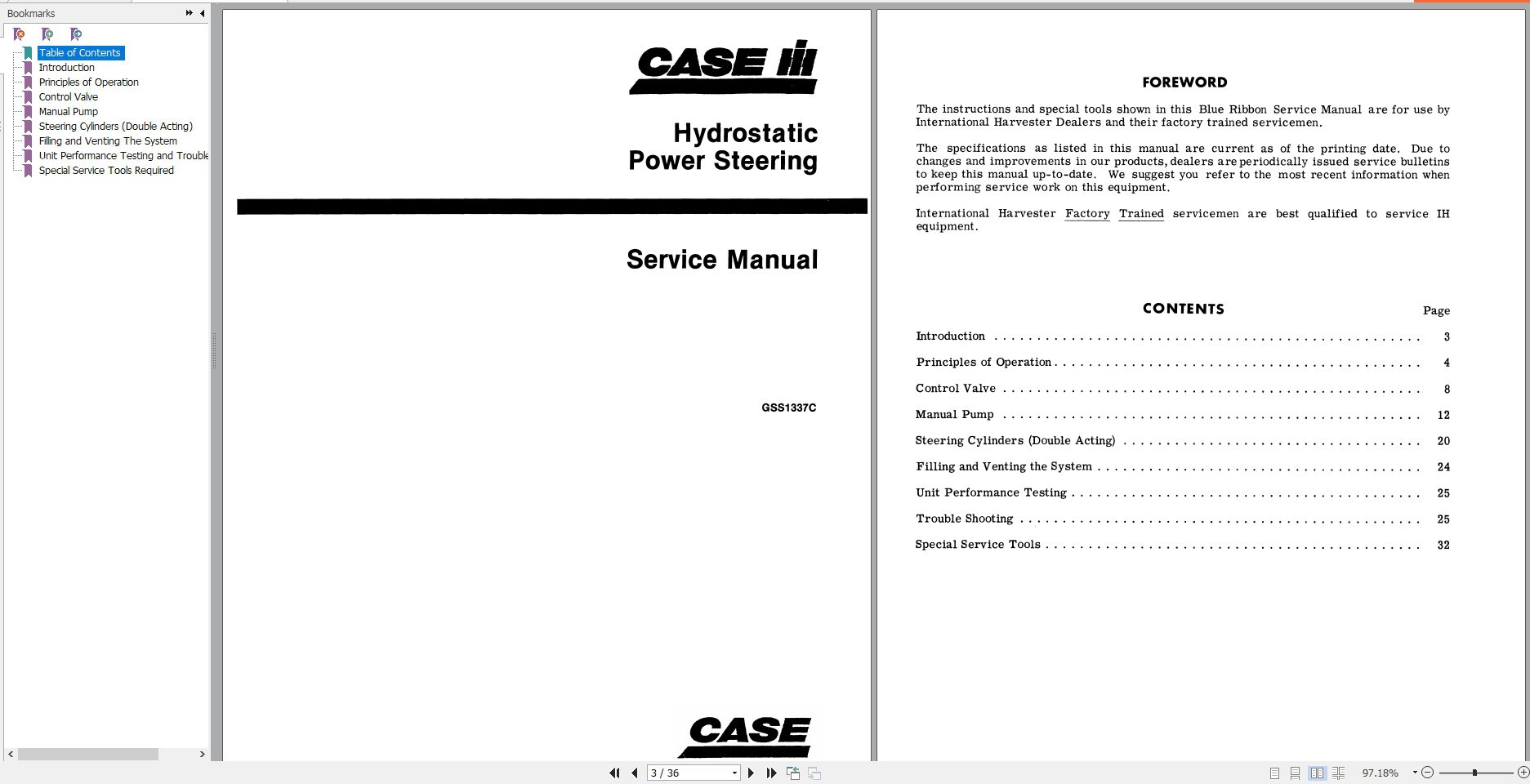 Case IH Tractor Hydrostatic Power Steering Service ManualGSS1337C 2