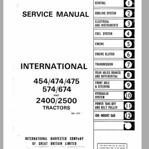 Case IH Tractor IH 45447447557467424002500 Service ManualSM37C 1