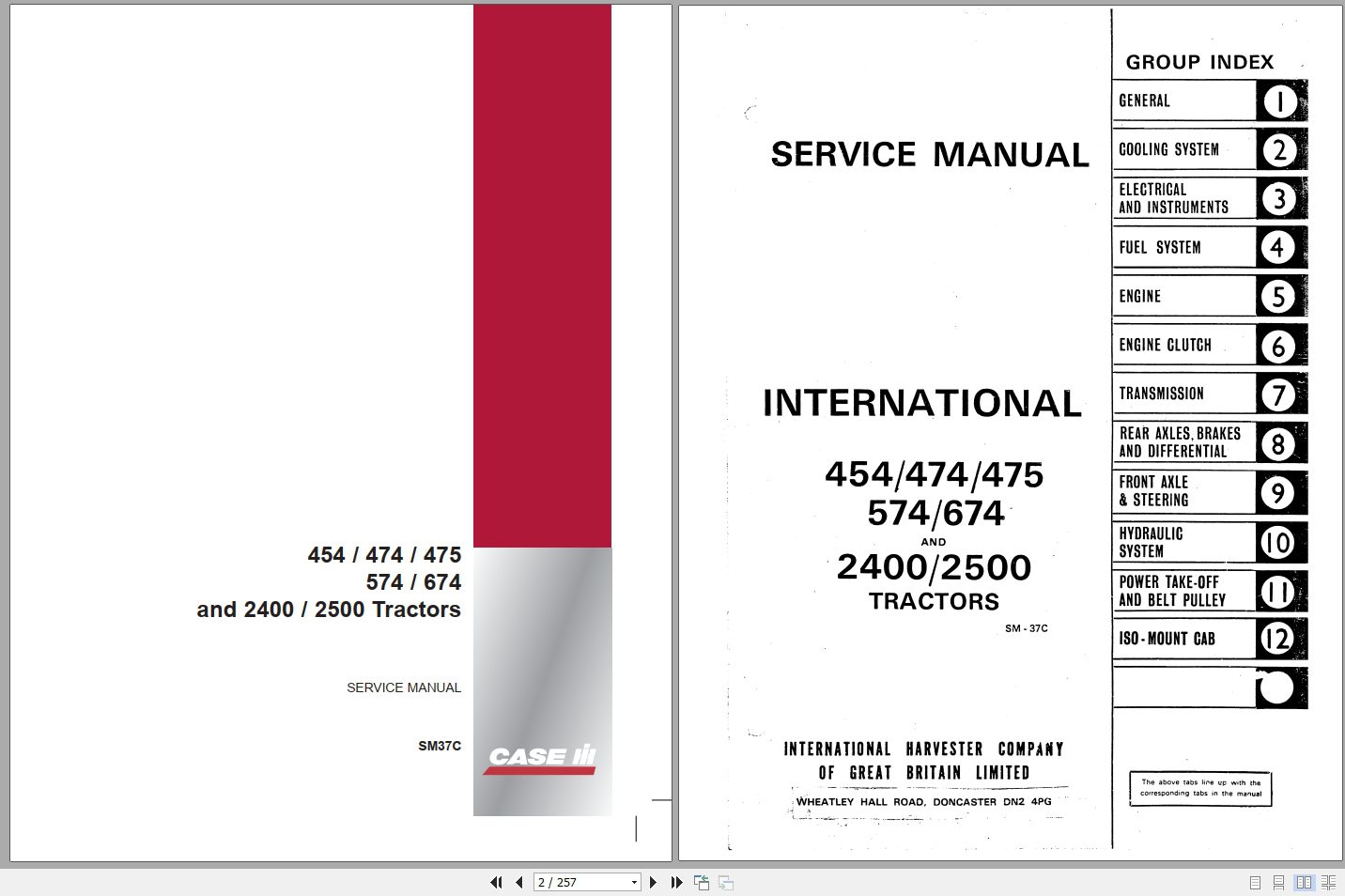 Case IH Tractor IH 45447447557467424002500 Service ManualSM37C 2