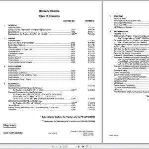 Case IH Tractor MAXXUM 135 150 165 180 Service Manual8 85007R0 1