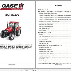Case IH Tractor Maxxum 100110115120125130140 Service Manual84276322A 2