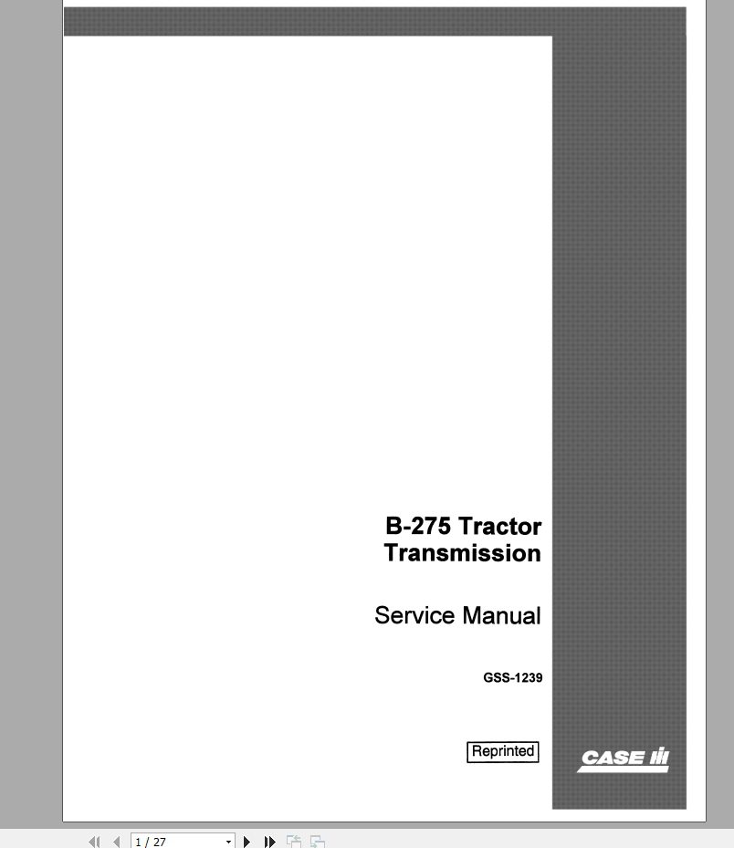Case IH Tractor Transmission B 275 Service ManualGSS1239 1