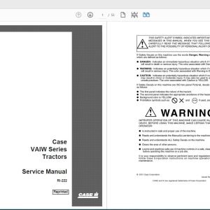 Case IH Tractor VAIW Series Service ManualRI 222 1