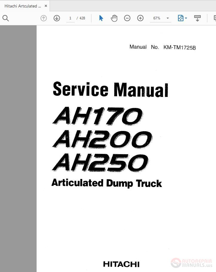 Hitachi Artculated Dump Truck AH170 250 KM TM1725B Service Manual 1