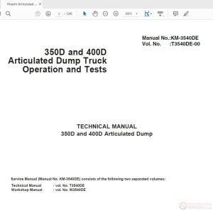 Hitachi Articulated Dump Truck 350D 400D T354DE 00 Technical Manual 1