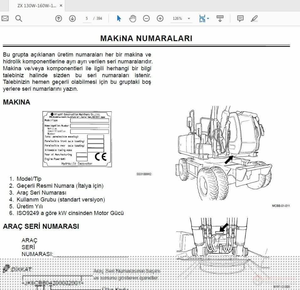 Hitachi ZAXIS 130W 160W 180W 210W Wheeled Excavator TMCBB EN2 1 Shop Manual 2