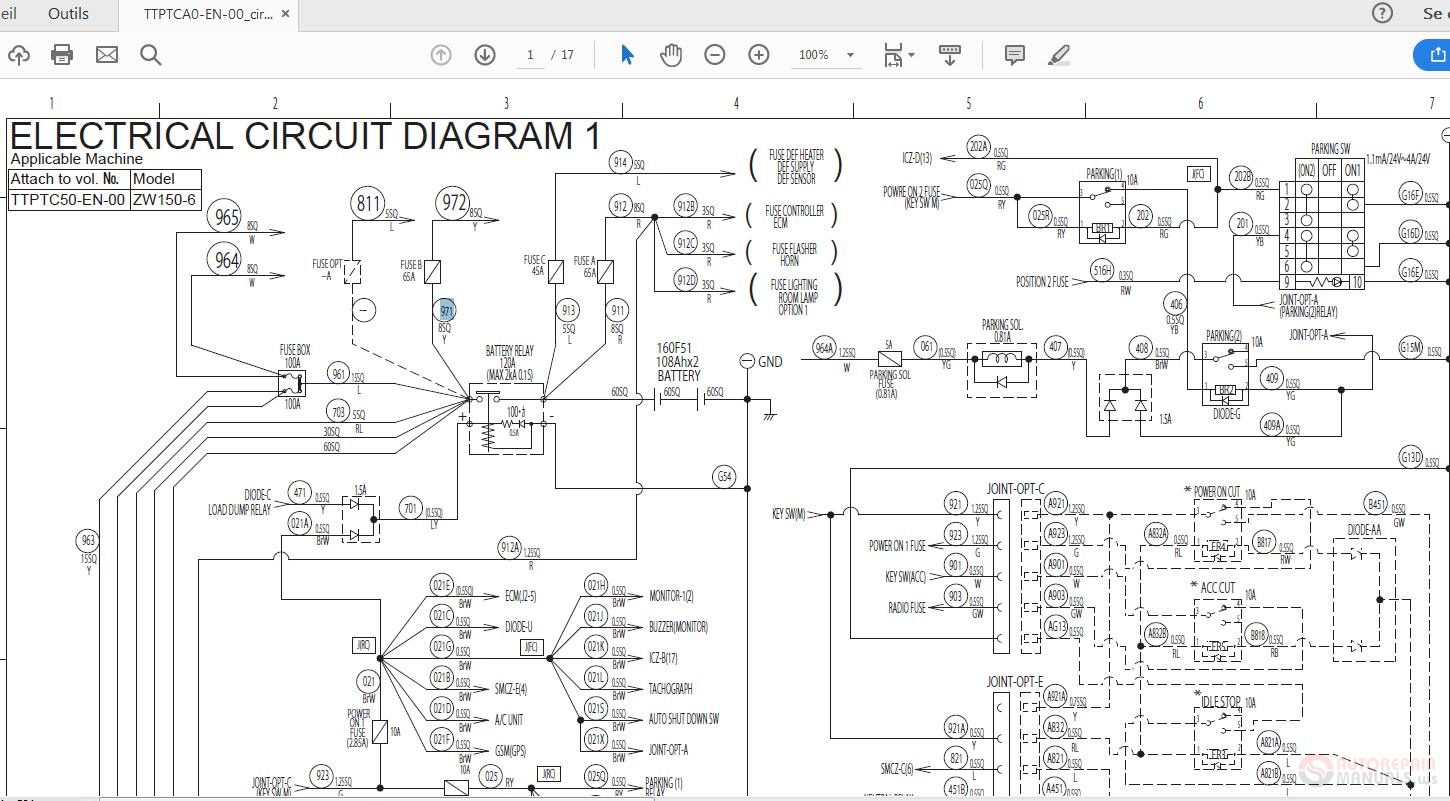 Hitachi ZW220 5B Wheel Loader TTNEE EN 00 Circuit Diagram 1Px1Jn
