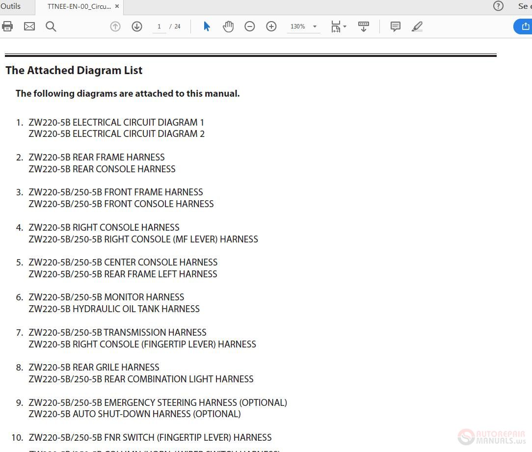 Hitachi ZW220 5B Wheel Loader TTNEE EN 00 Circuit Diagram 1fI7Xg