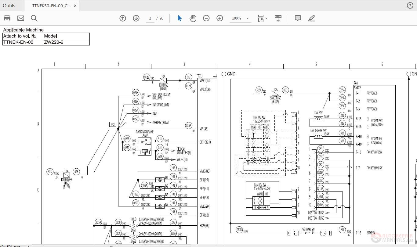 Hitachi ZW220180180PL 6 Wheel Loader TTNEK50TTPD850 EN 01 Circuit Diagram 2