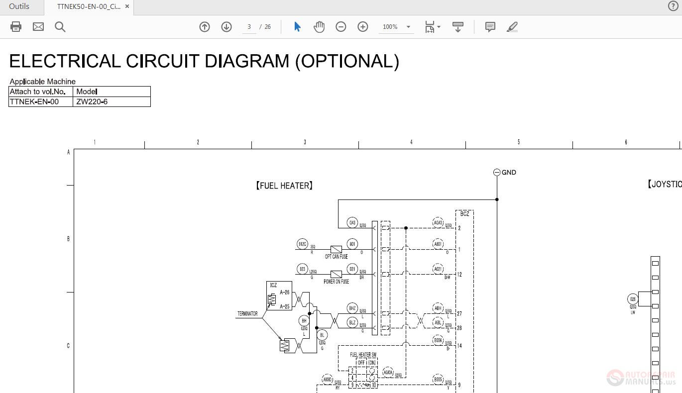 Hitachi ZW220180180PL 6 Wheel Loader TTNEK50TTPD850 EN 01 Circuit Diagram 3