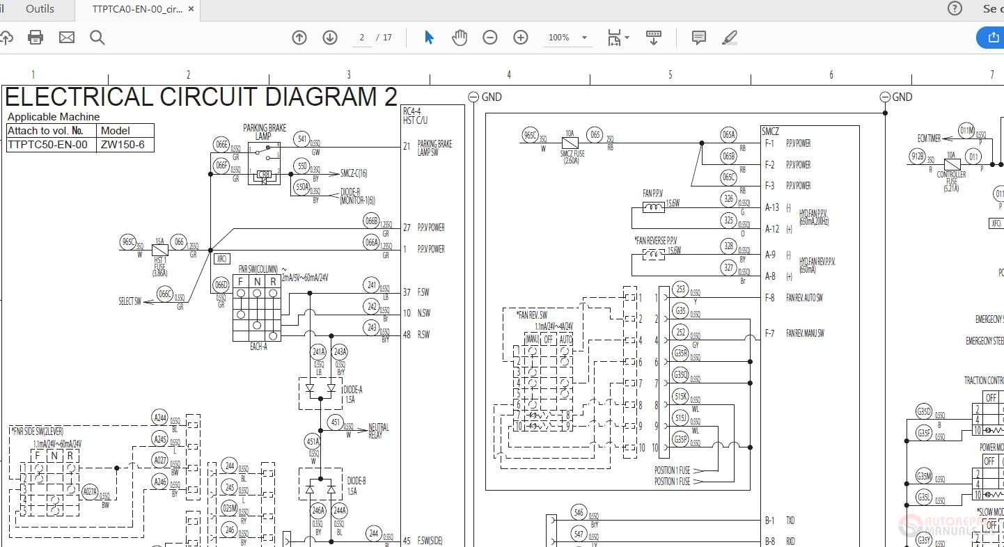 Hitachi ZW 180 5A 220 5A Wheel Loader TTNDJ EN 00 Circuit Diagram 2