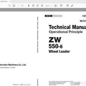 Hitachi ZW 550 6 Wheel Loader TONHK40 EN 00 Technical Manual 1