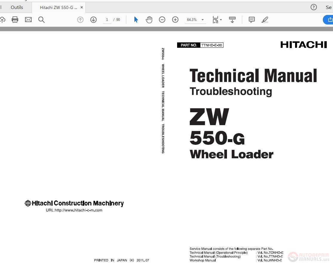 Hitachi ZW 550 G Wheel Loader TTNHD E 00 Technical Manual 1