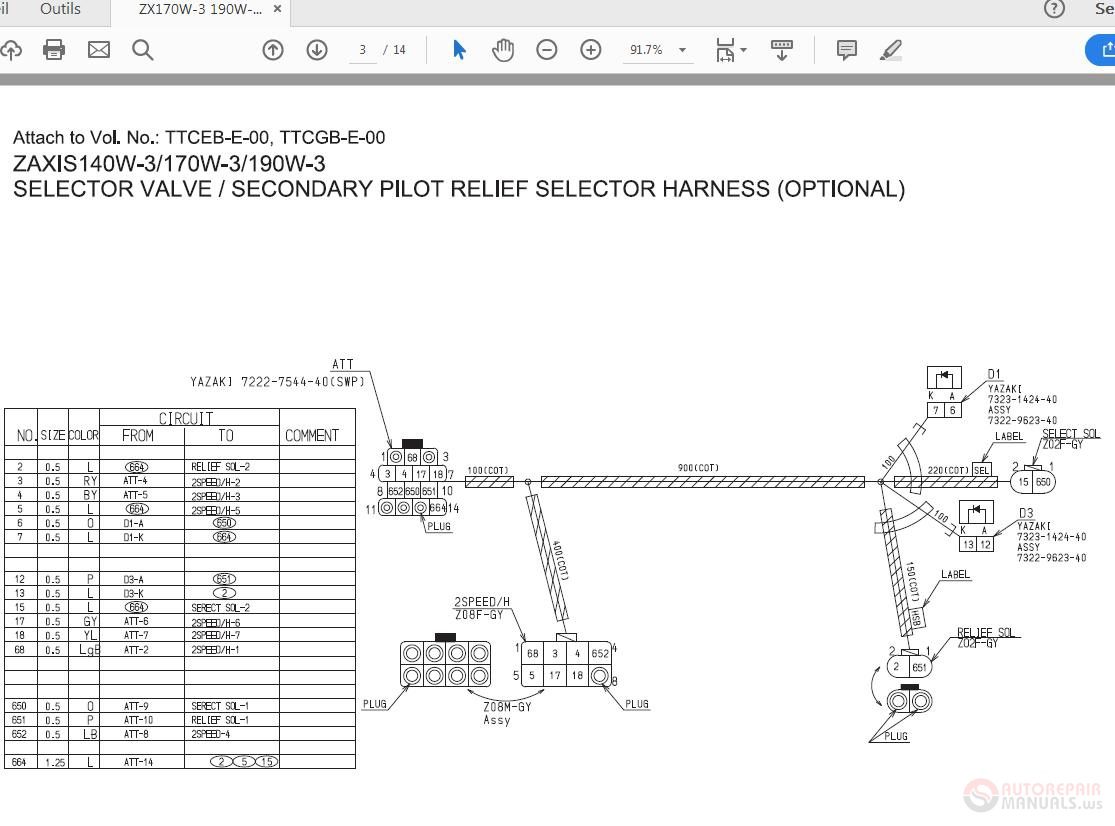 Hitachi ZX 140W 190W 6 Wheeled Excavator TTLAB50 TTLBF50 EN 00 Circuit Diagram 2