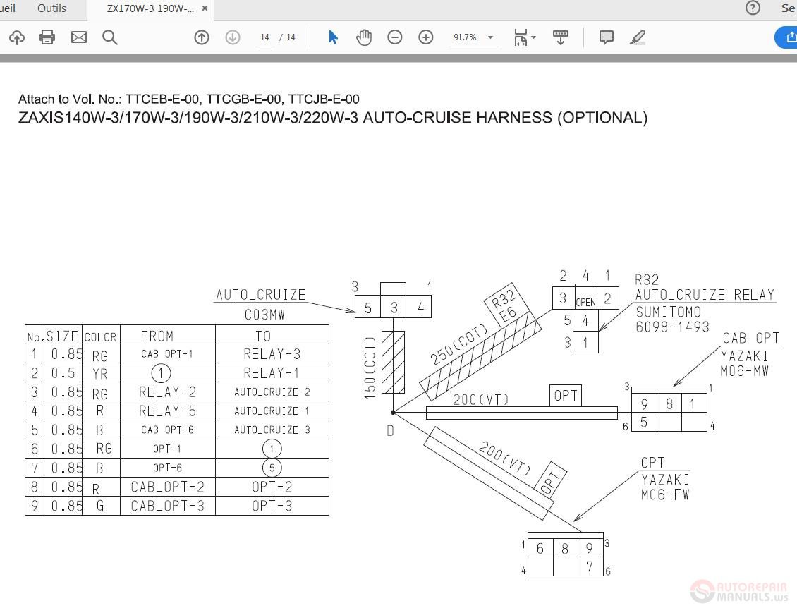 Hitachi ZX 140W 190W 6 Wheeled Excavator TTLAB50 TTLBF50 EN 00 Circuit Diagram 4