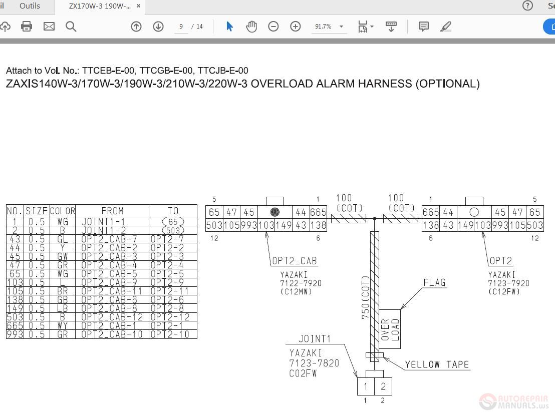 Hitachi ZX 170W190W 3 Wheeled Excavator TTCGB E 00 Circuit Diagram 39CmeD