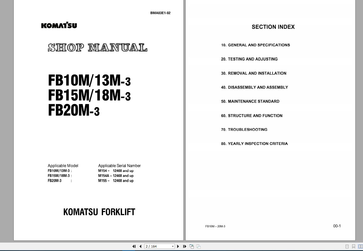 Komatsu Electric Equipment FB10M13M15M18M20M Shop ManualBMA03E1 02 2