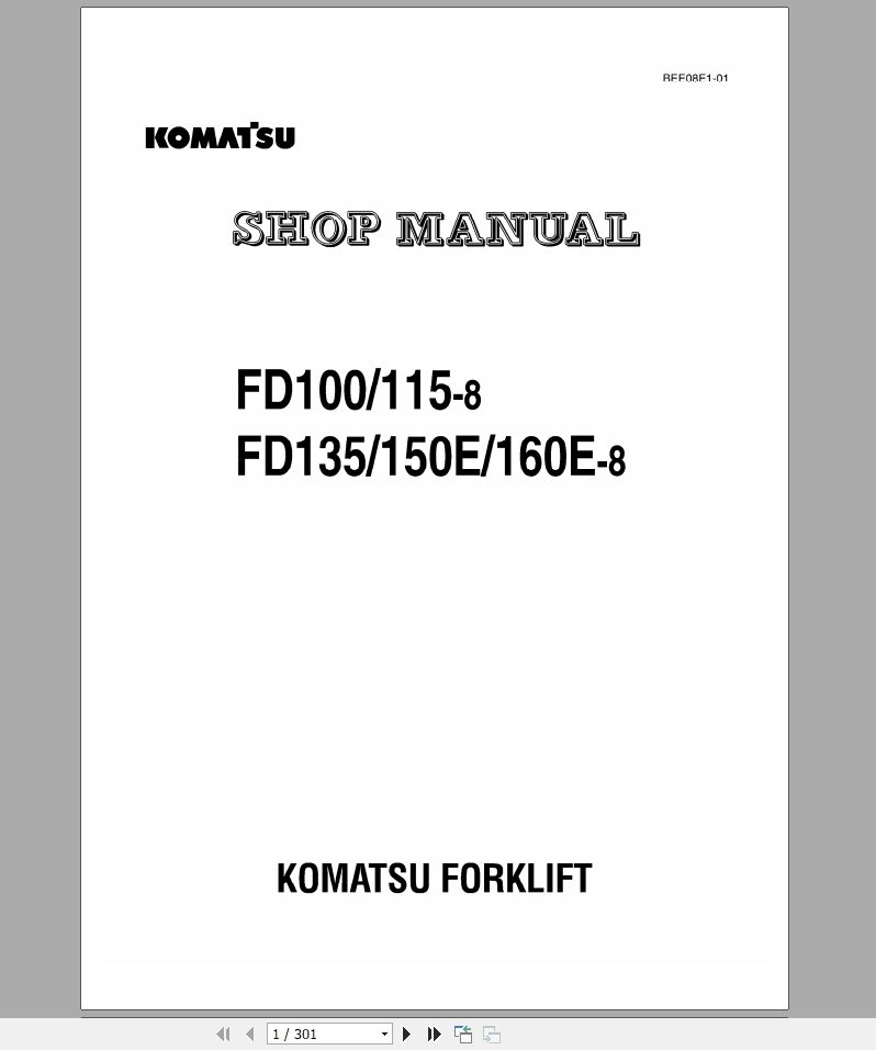 Komatsu Forklift FD100115FD135150E160E Shop ManualBEE08E1 01 1
