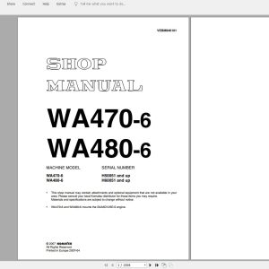 Komatsu Wheel Loader WA470 6WA480 6 Shop Manual1