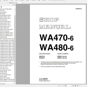 Komatsu Wheel Loader WA470 6WA480 6 Shop Manual2hfu0z