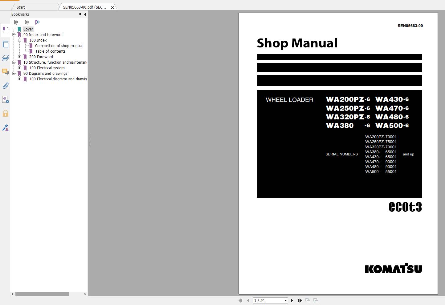 Komatsu Wheel Loader WA470 6WA480 6 Shop Manual6