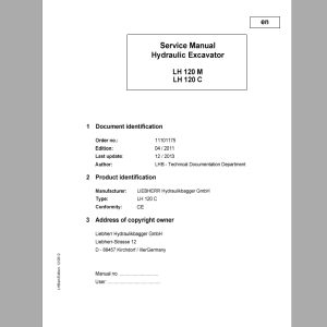 Libherr Hydraulic Excavator LH120CLH120M Service ManualLH120CM 1
