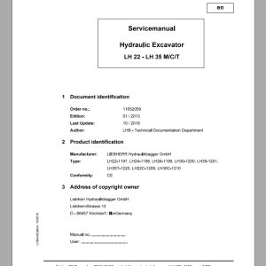 Libherr Hydraulic Excavator LH22 LH35 MCT Service ManualLH261199 1