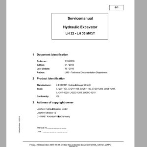 Libherr Hydraulic Excavator LH22 LH35 MCT Service ManualLH351201 1