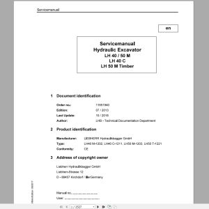 Libherr Hydraulic Excavator LH40 LH50 MC Service ManualLH501221 1