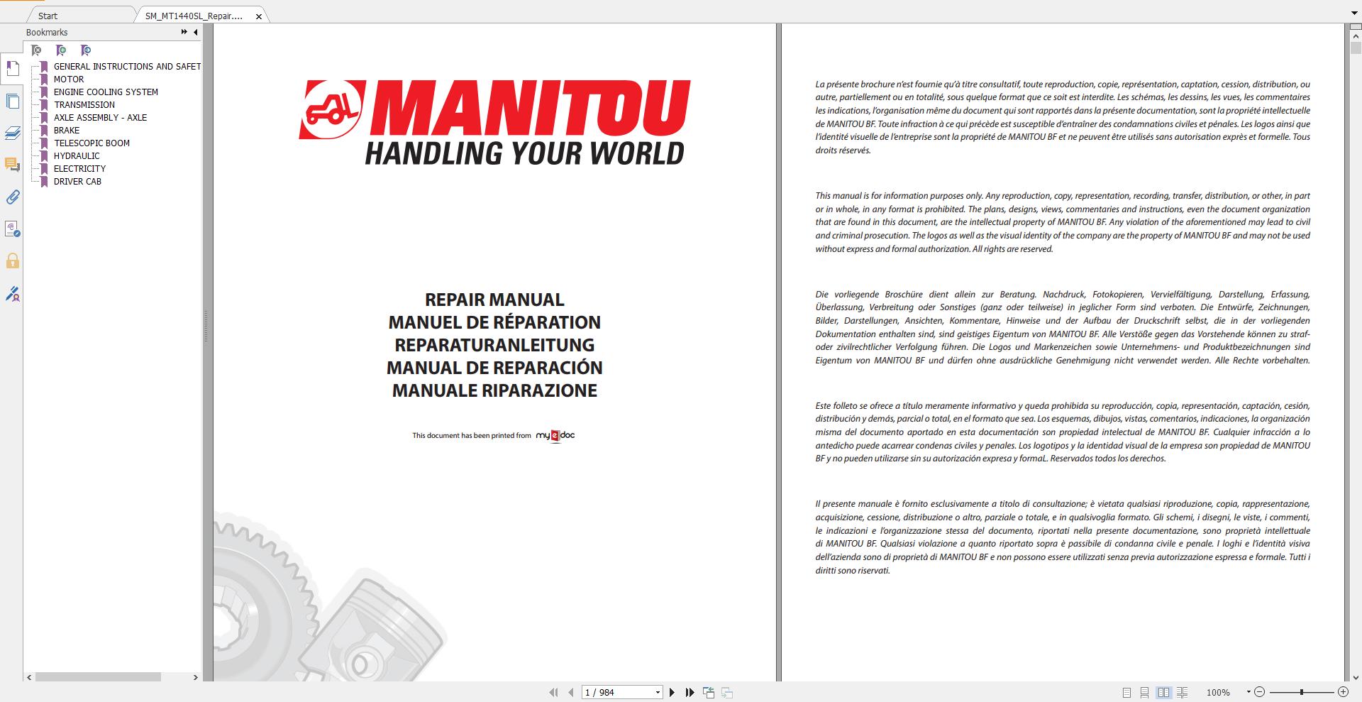 MANITOU PARTS AND SERVICE MANUALS DVD3