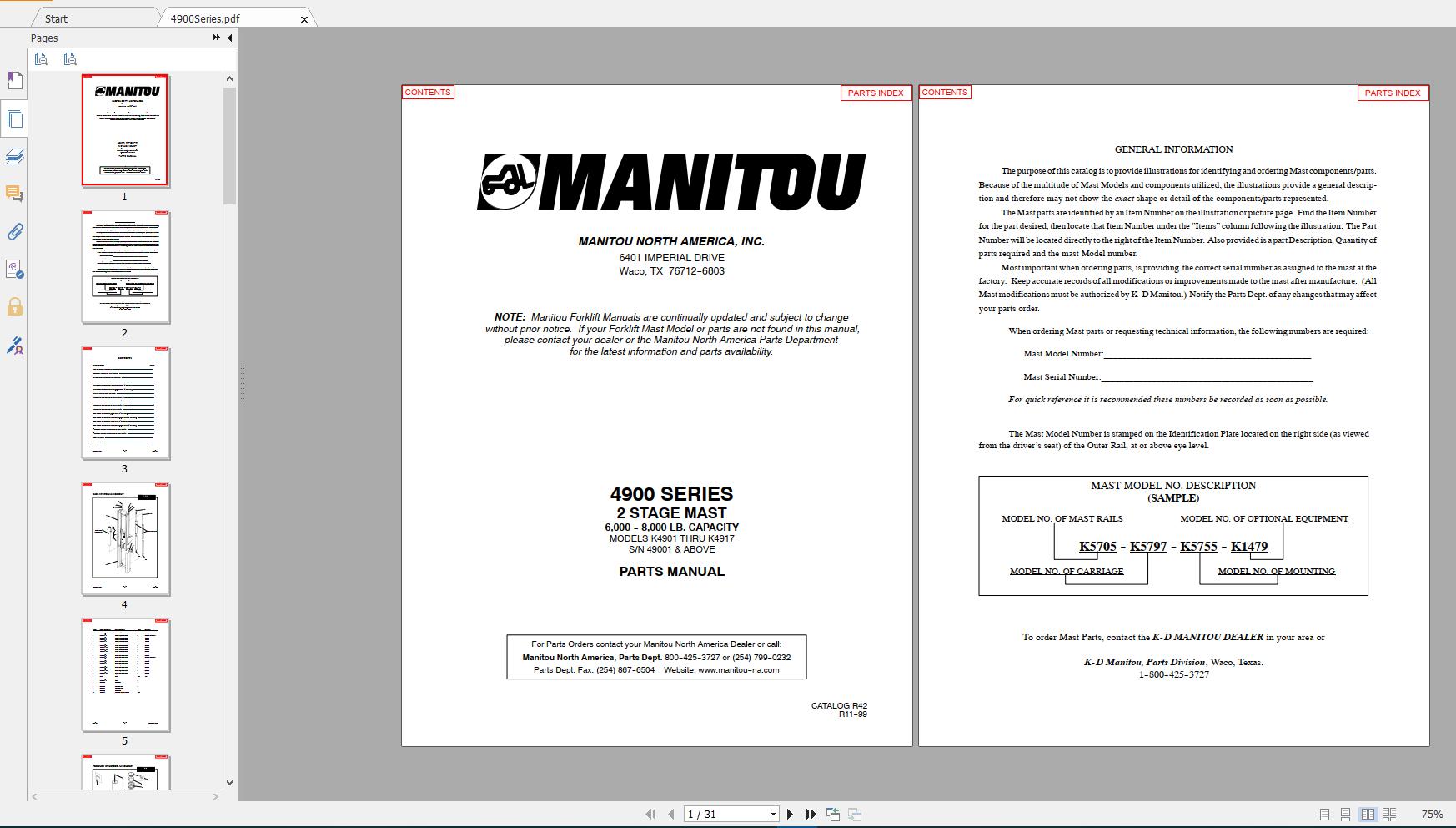 MANITOU PARTS AND SERVICE MANUALS DVD6