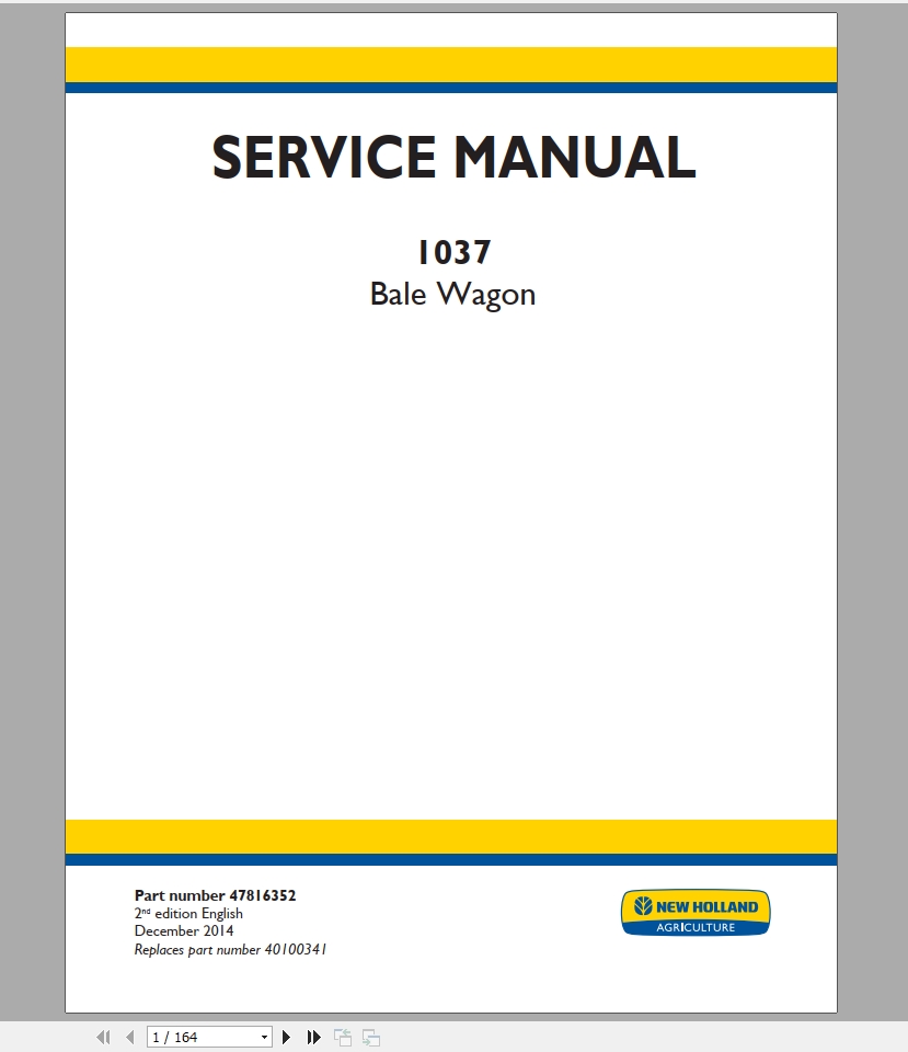 New Holland Bale Wagon 1037 Service Manual47816352 1