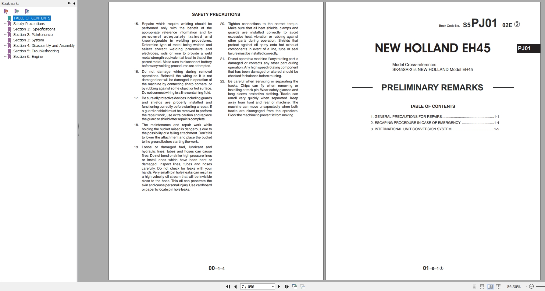 New Holland Compact Excavator EH45 Service Manual6 75750NA 2