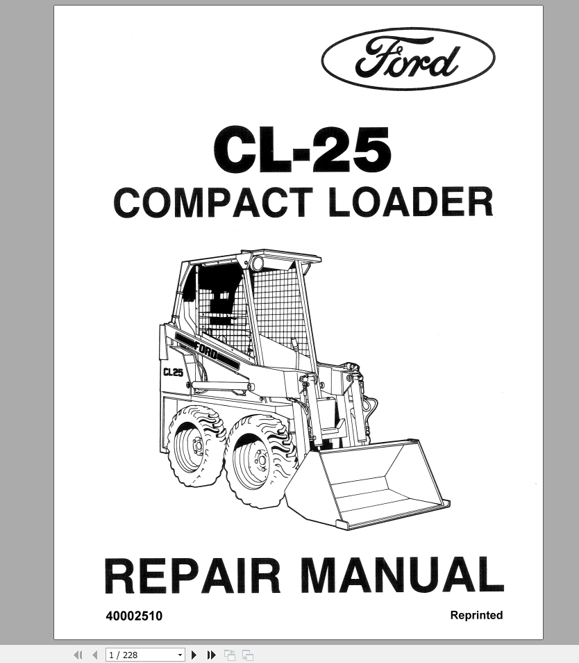 New Holland Compact Loader CL 25 Repair Manual40002510 1