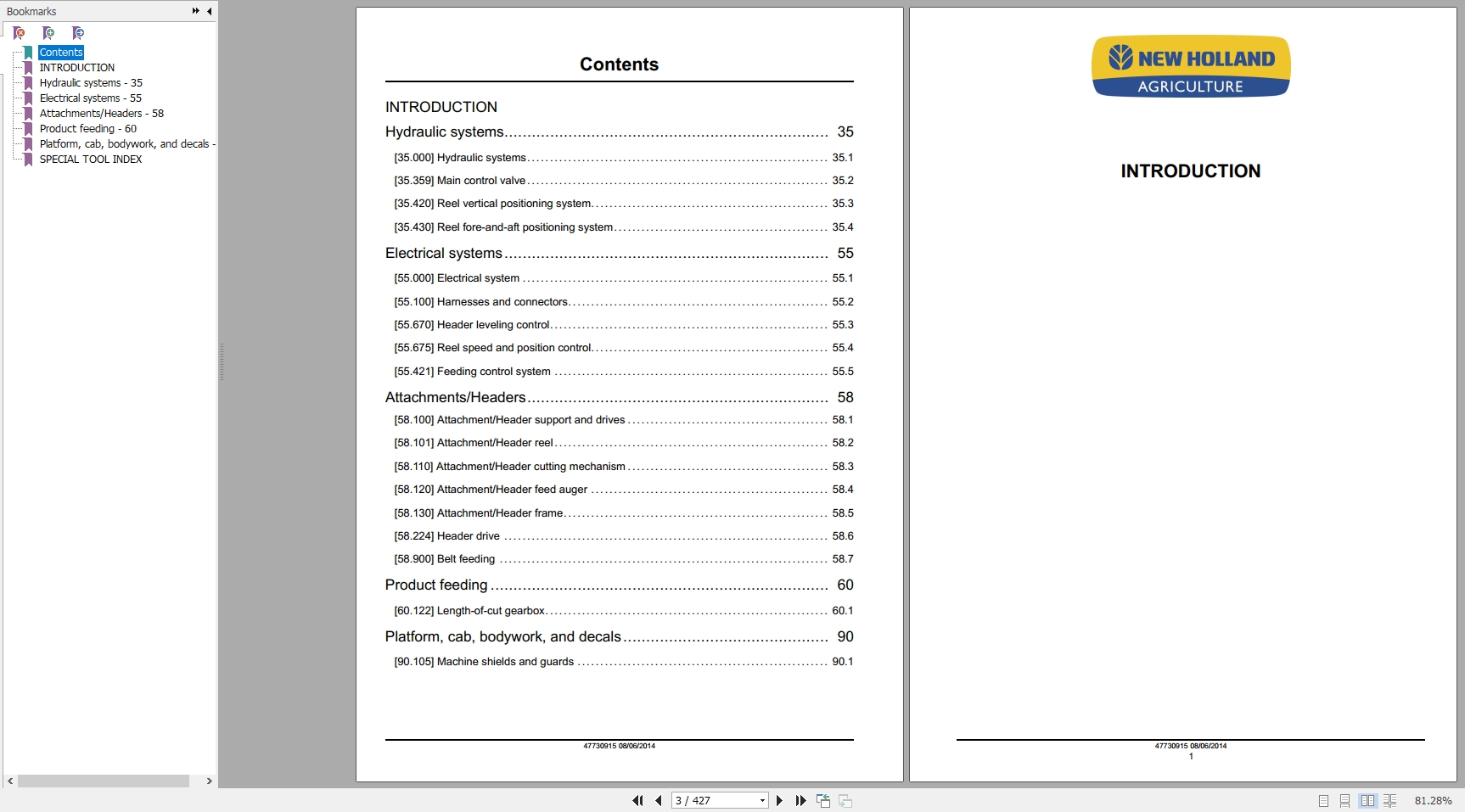 New Holland Draper Header 840CD 880CF Service Manual47730915 2