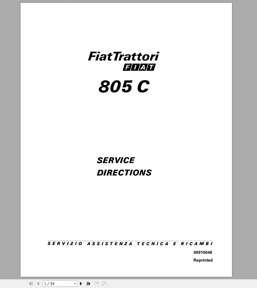 New Holland Fiat Trattori 805C Service Manual06910046 1