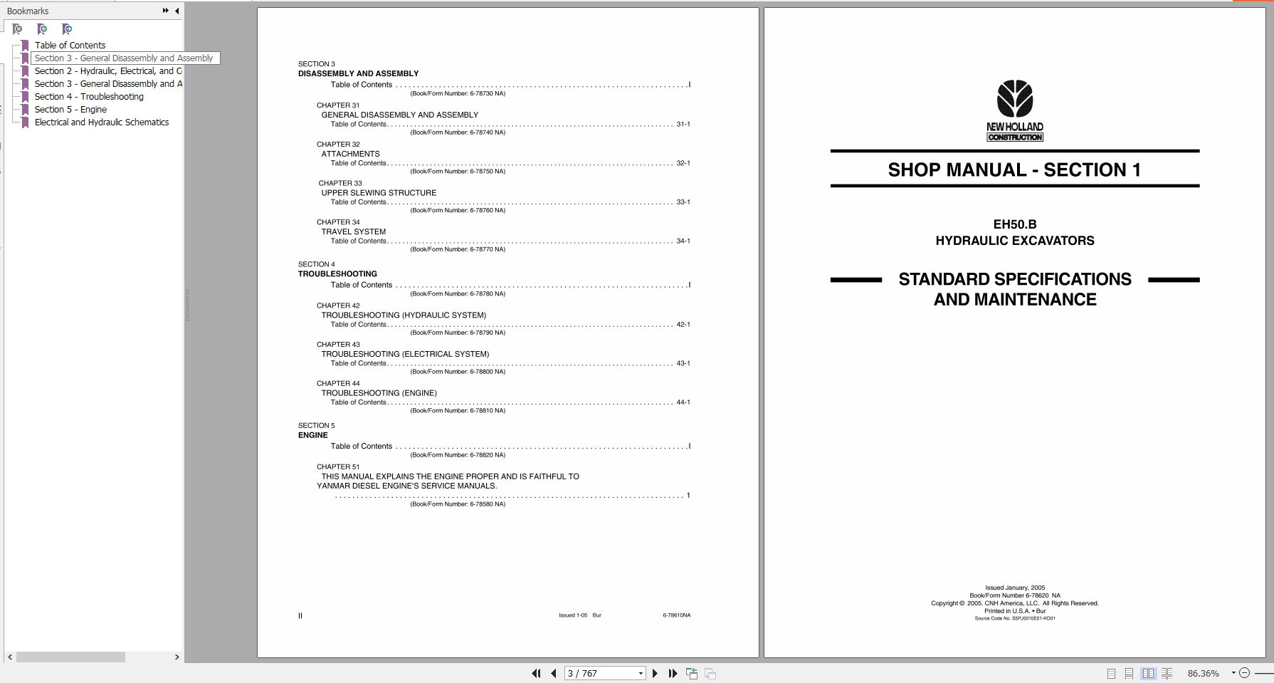 New Holland Hydraulic Excavator EH50B Service Manual6 78600NAR0 1