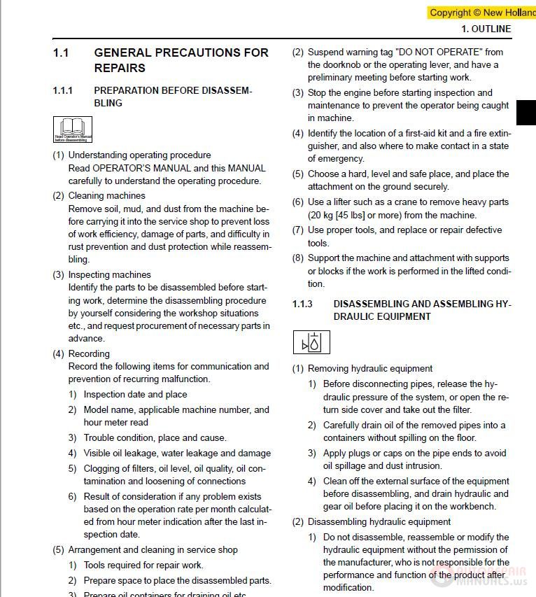New Holland Hydraulic exavator E70SR 60413416 Workshop Manual 2